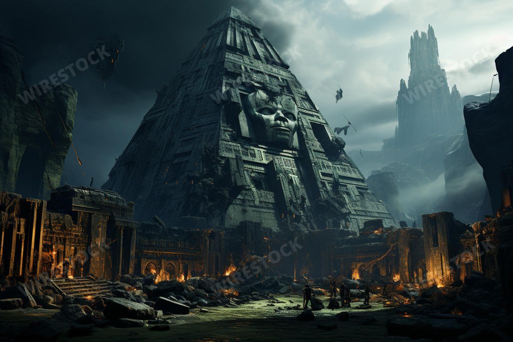 A dystopian world in an alien invasion, AI-generated.