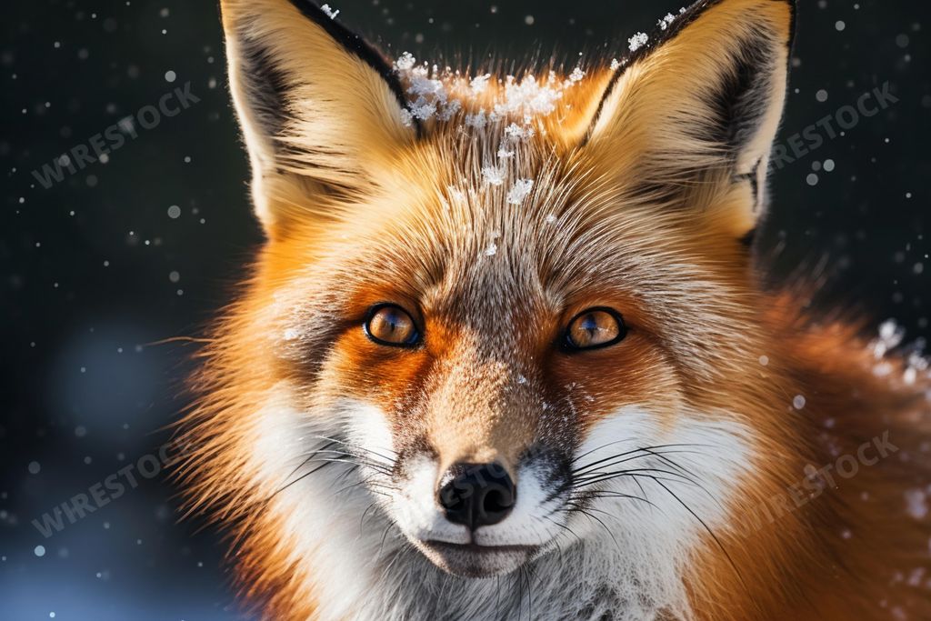 An AI generated illustration of a beautiful red fox on a snowy winter day