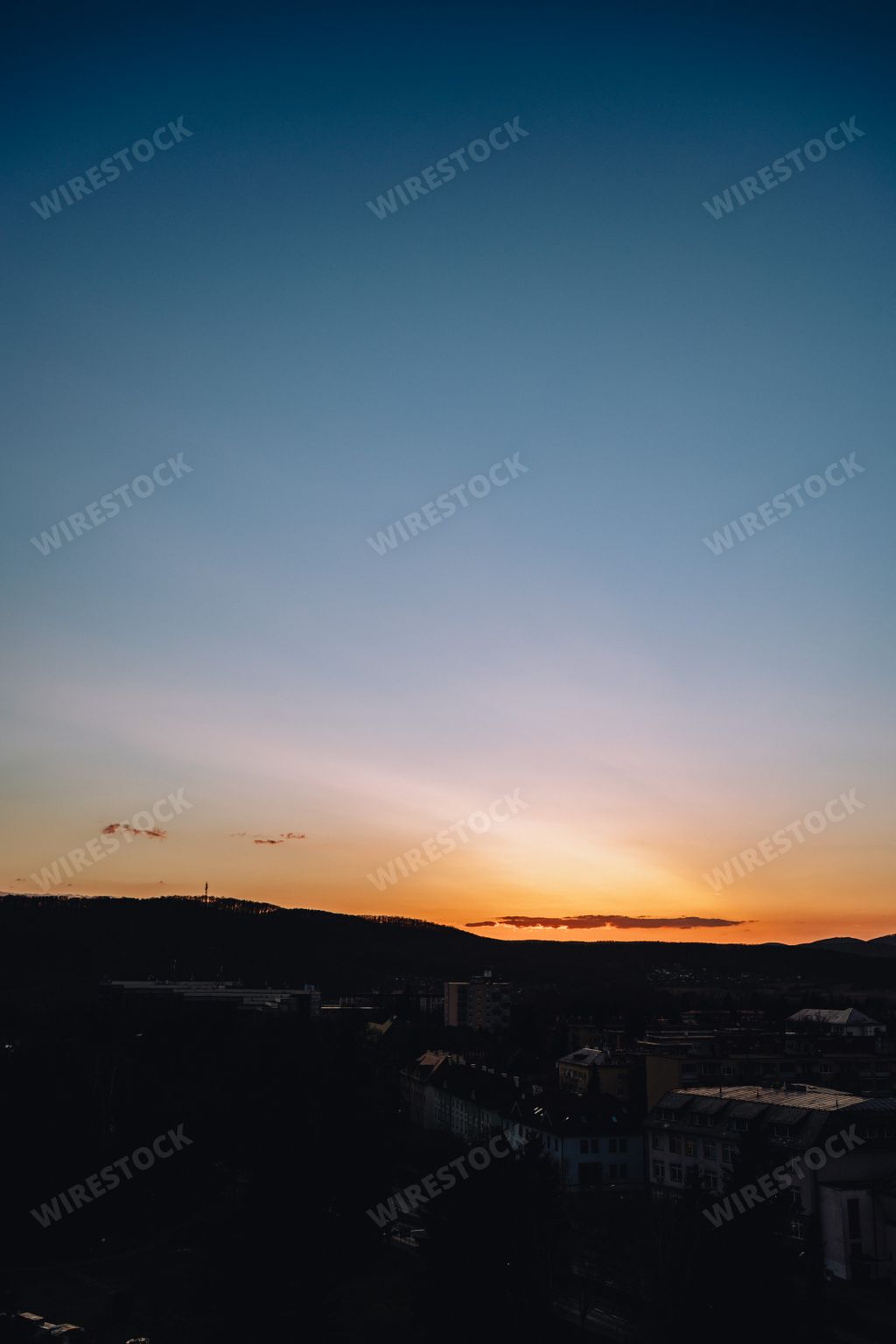 A beautiful shot of a sunset over the city of Zvolen