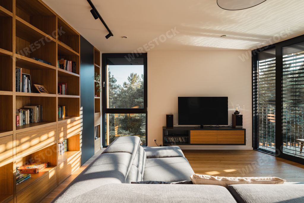 A beautiful and cozy living room of a modern apartment