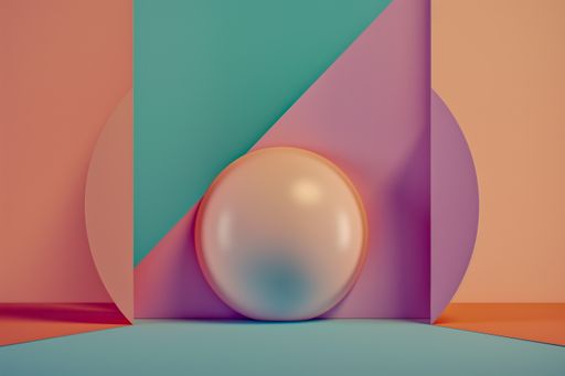 An AI generated illustration of a geometric composition with a ball on a pastel background