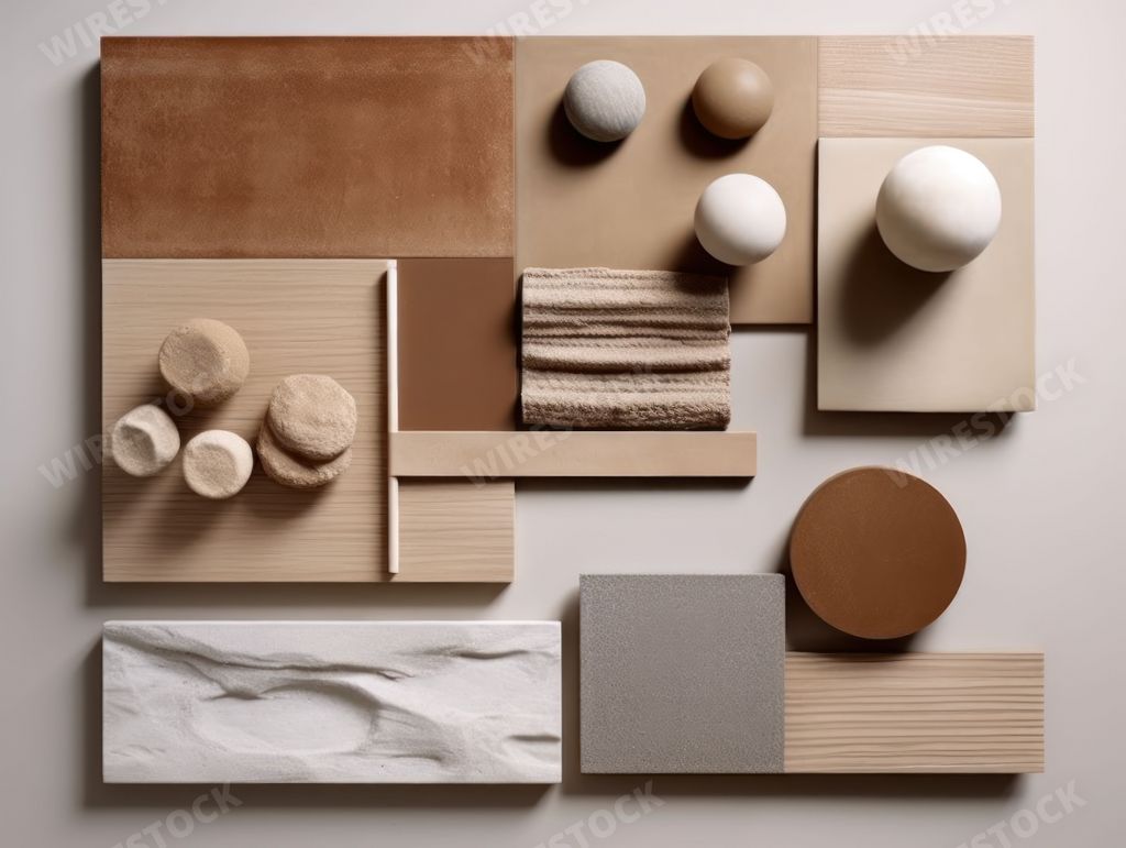 An AI generated illustration of a simple moodboard inspiration design in a brown color palette