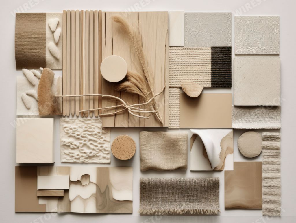 An AI generated illustration of a simple moodboard inspiration design in a brown color palette