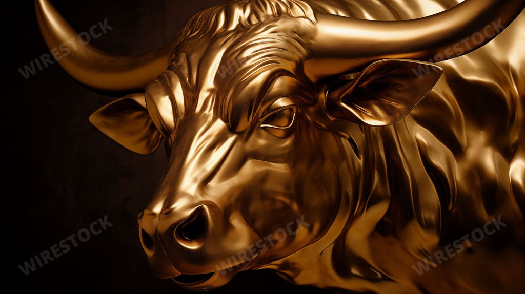 AI generated image of a golden bull statue