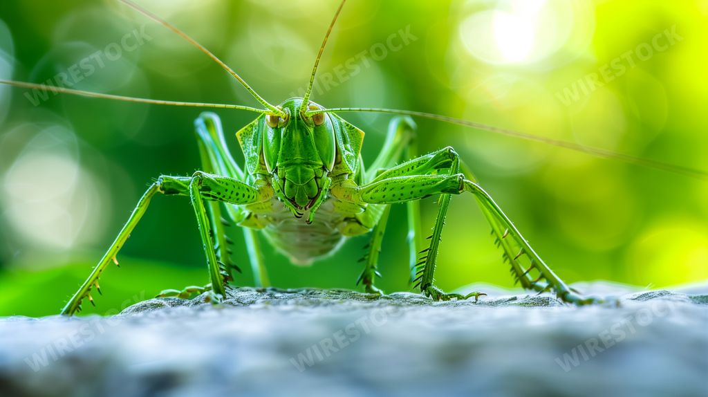 A close-up view of a grasshopper, focusing on its leg joints and detailed textures, AI-generated.