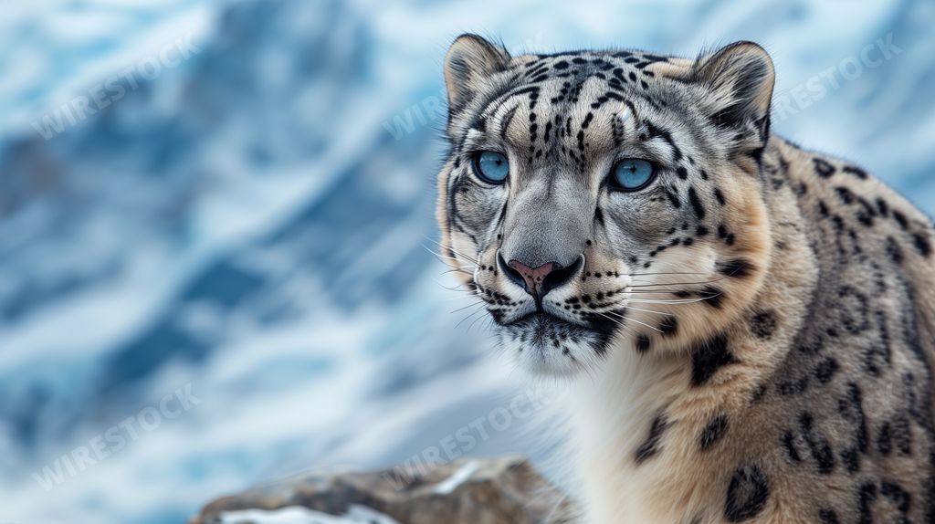 An AI generated illustration of a closeup of a white leopard