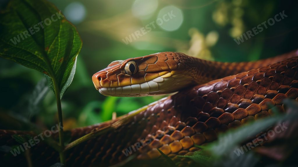An AI generated snake coiled on the ground