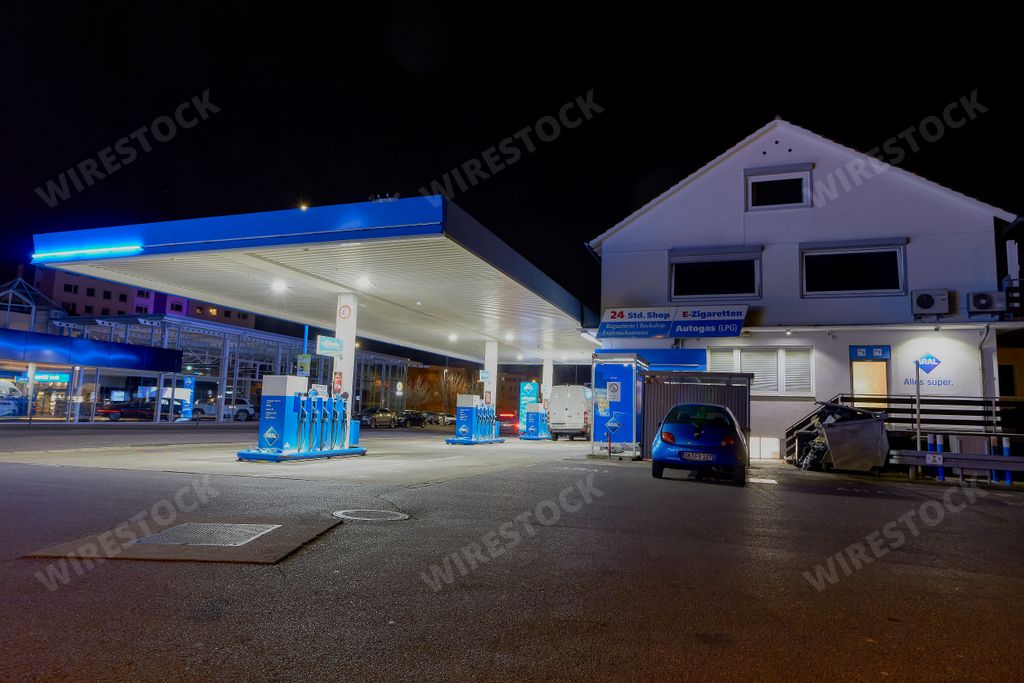 The Aral petrol gas station at night