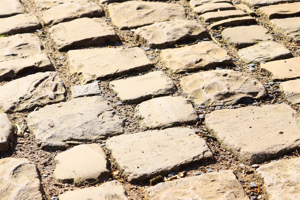 A closeup shot of the stone tiles on the ground