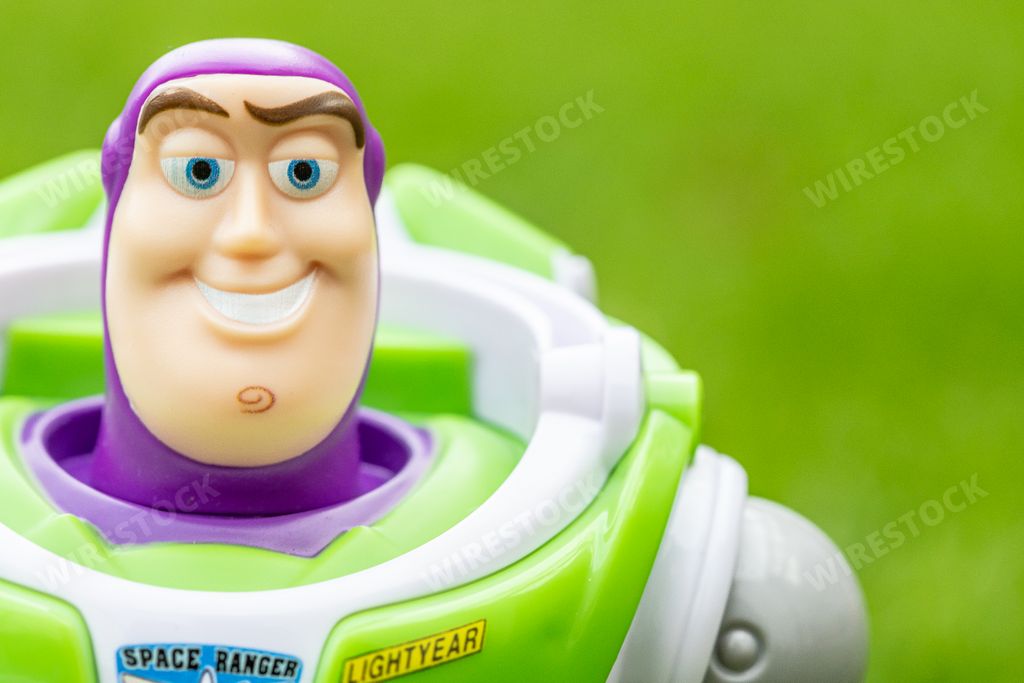 A closeup shot of a Buzz Lightyear Toy from Mattel of Toy Story
