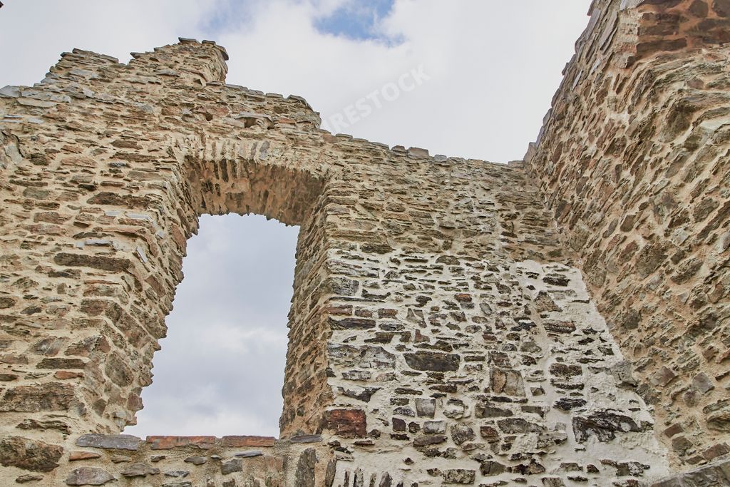 A low angle shot of the ruins of the Lowenburg in Monreal