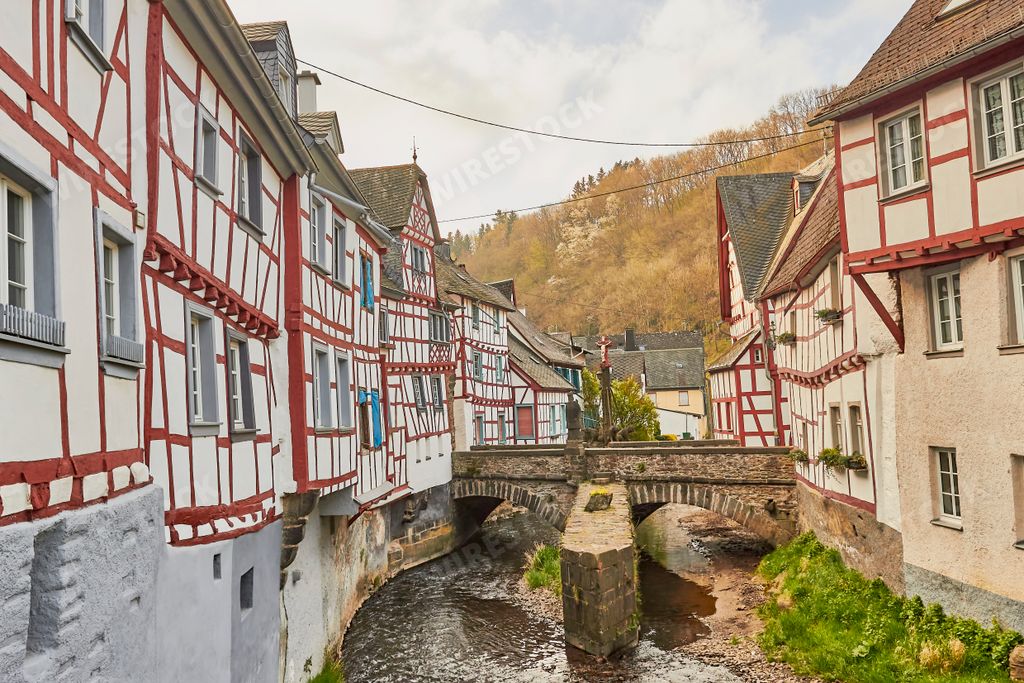 The typical buildings in a little town called Monreal in the region of Eifel in Germany