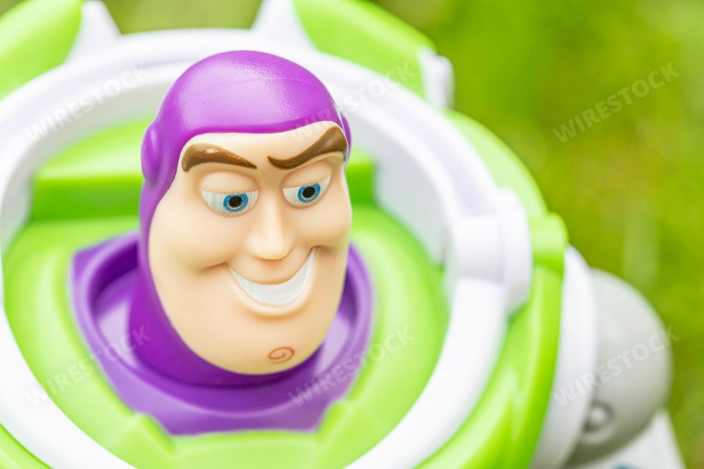 A closeup shot of a Buzz Lightyear Toy from Mattel of Toy Story