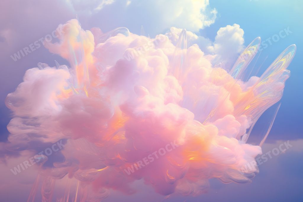 An AI generated illustration of a beautiful wispy colorful cloud