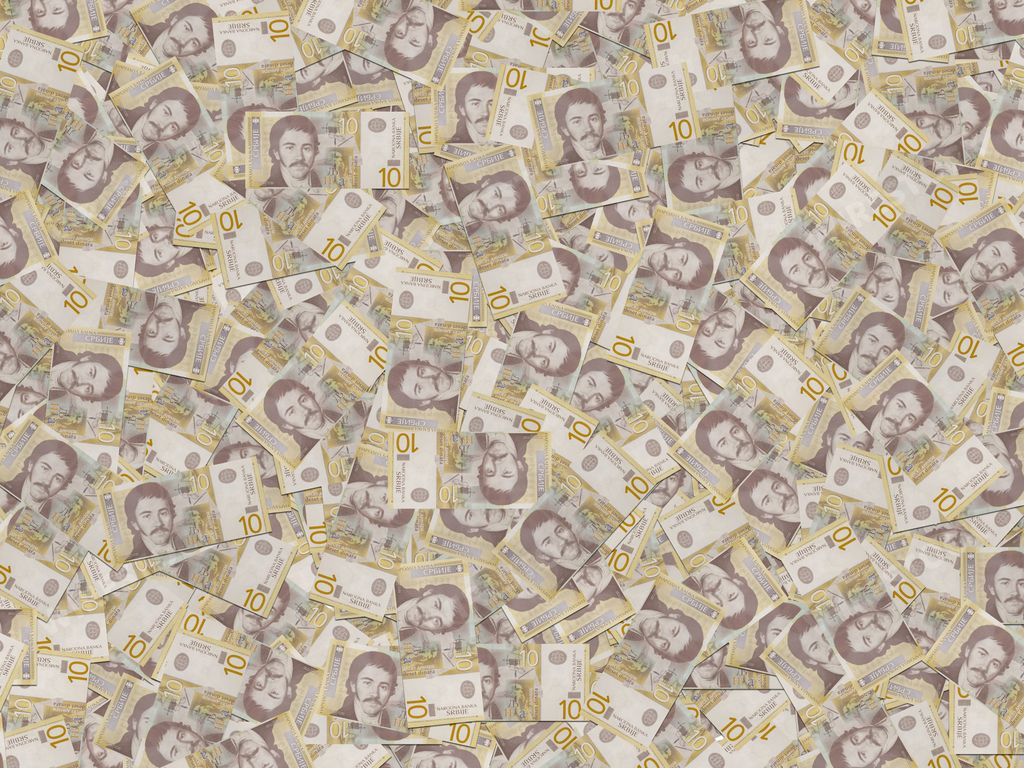 A closeup shot of Serbian dinar banknotes for wallpaper and background