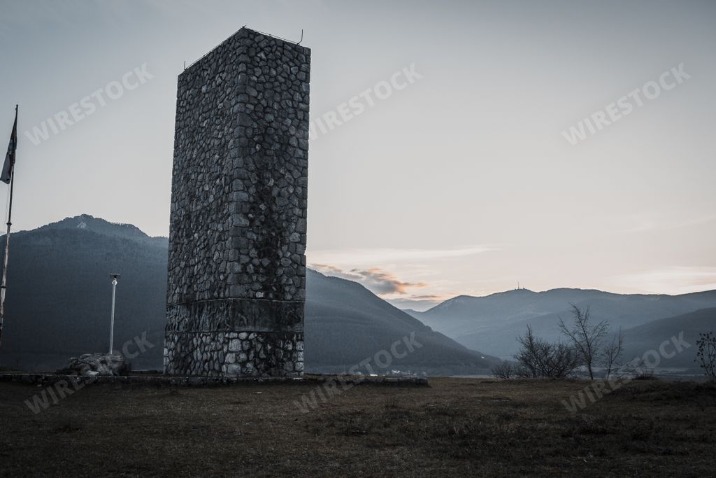 WW2 monument on a top of the hill in Gracac, Croatia