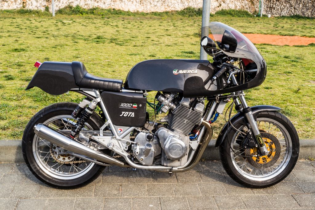 The classic black sport motorcycle Laverda Jota 1000