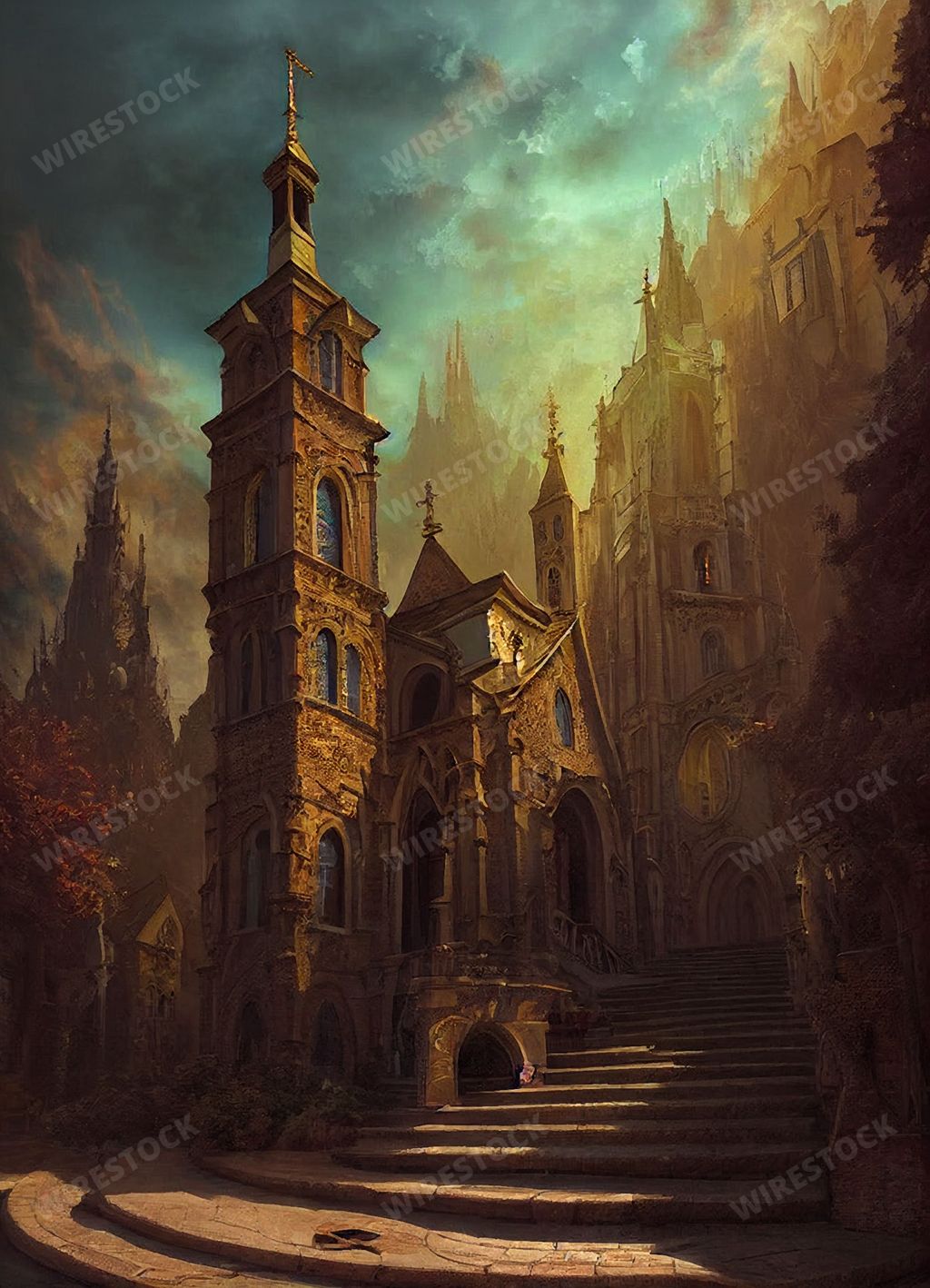 An AI generated illustration of fantasy renaissance church