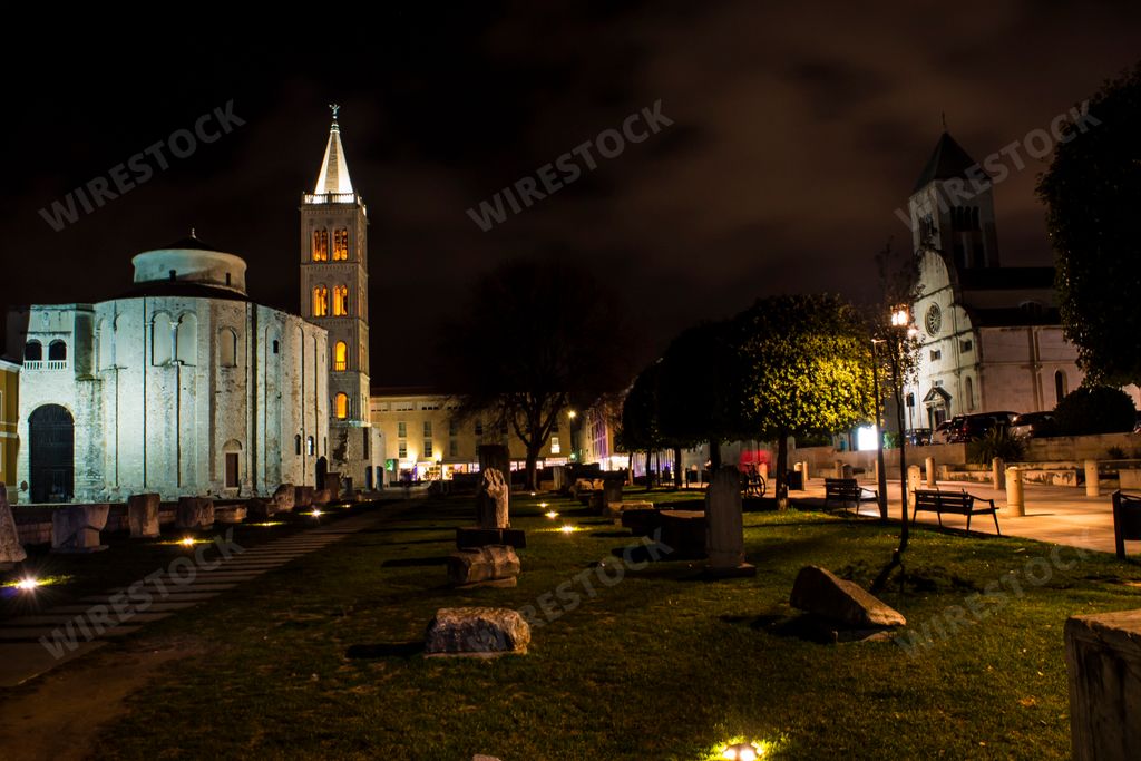 The Church of St. Donatus in Zadar Croatiaat night time