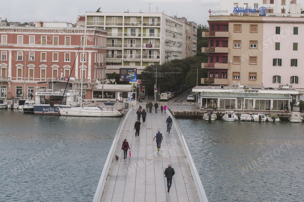 Famous Zadar bridge in the winter connecting old and new city
