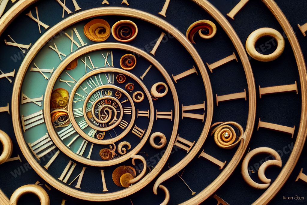 A 3D illustration of an infinity time spiral with details