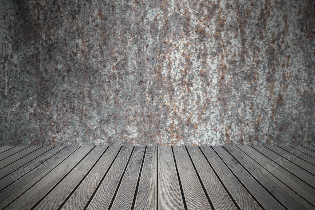 A closeup of a wooden table against a weathered wall - perfect for wallpapers