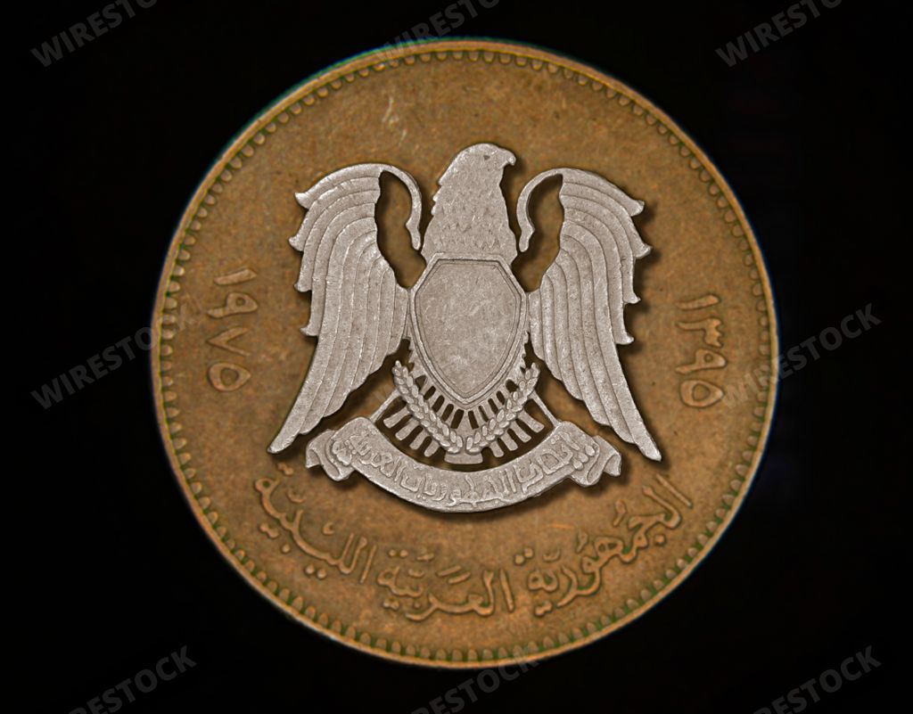 A close-up of Hawk of Quraish on a Libyan Dirham coin