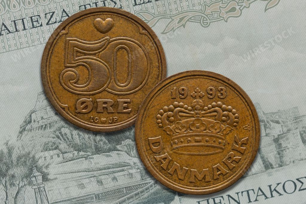 Danish krone coin obverse and reverse. Currency of Denmark, Faroe Islands and Greenland