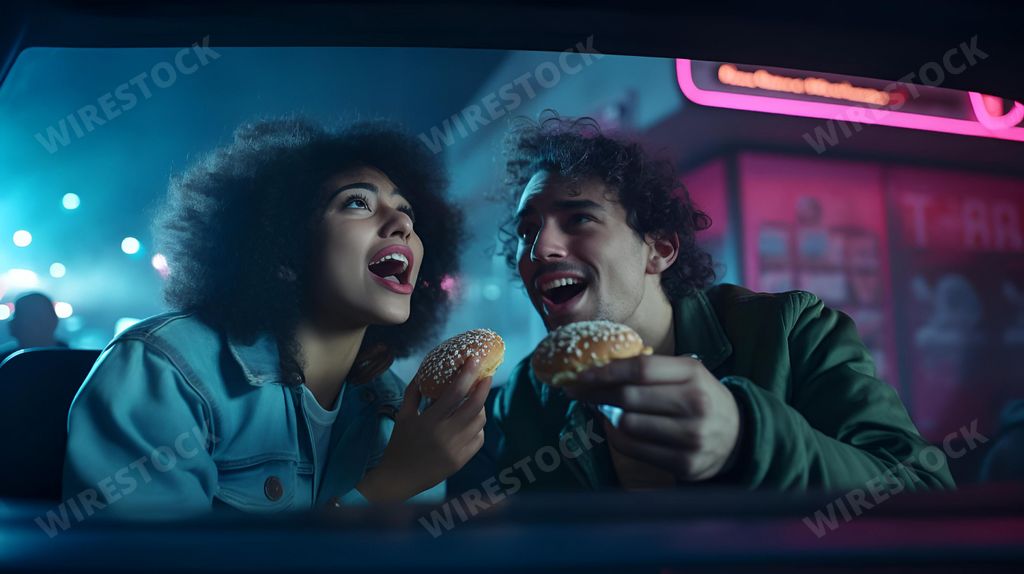 An AI generated illustration of An AI generated illustration of Two friends enjoying a sweet treat while having a conversation inside a motor vehicle
