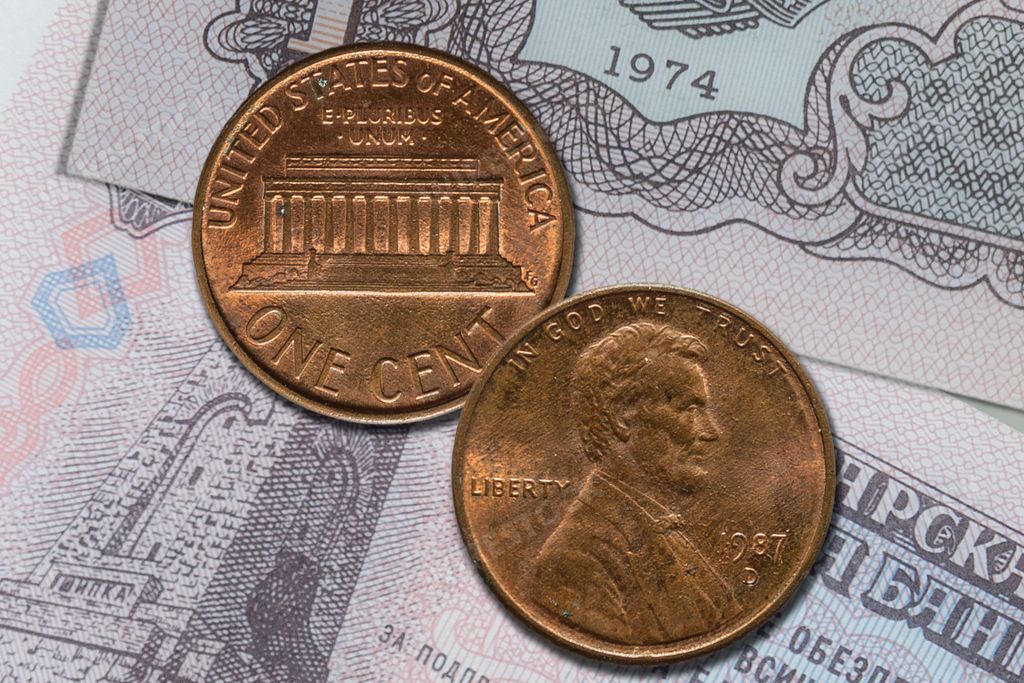 Coin of the United States dollar cent denominations. US money obverse and reverse, Dime, cent, dollar