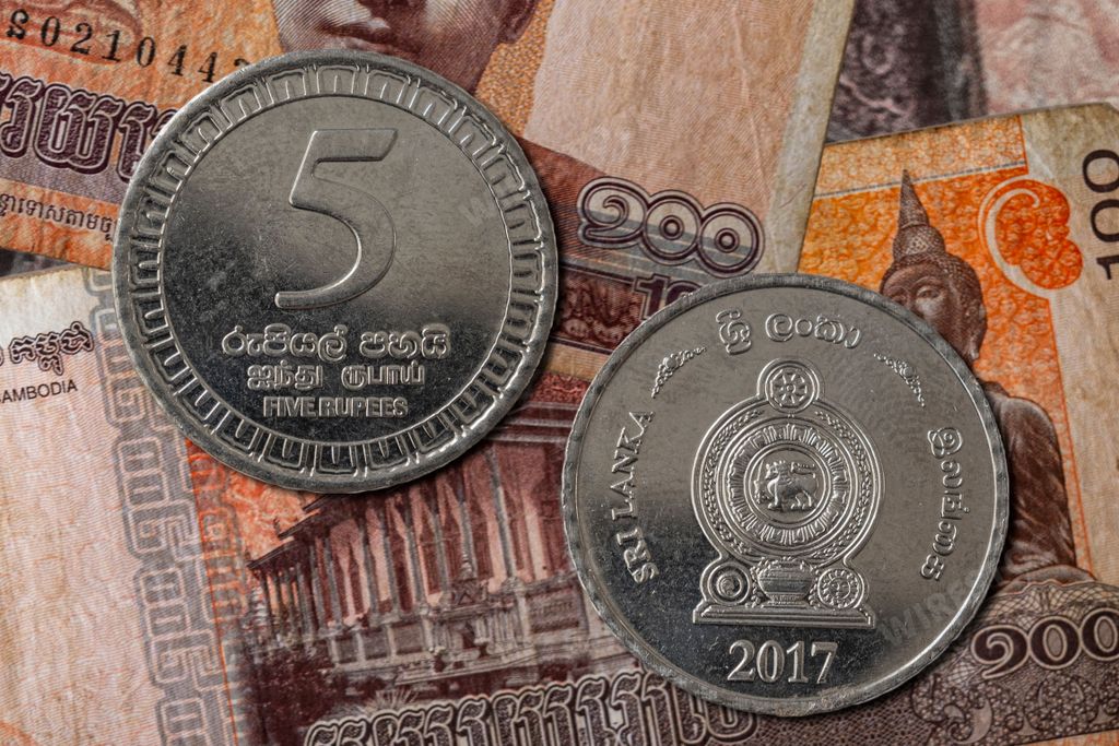 A close-up image of a Sri Lankan five rupee coins