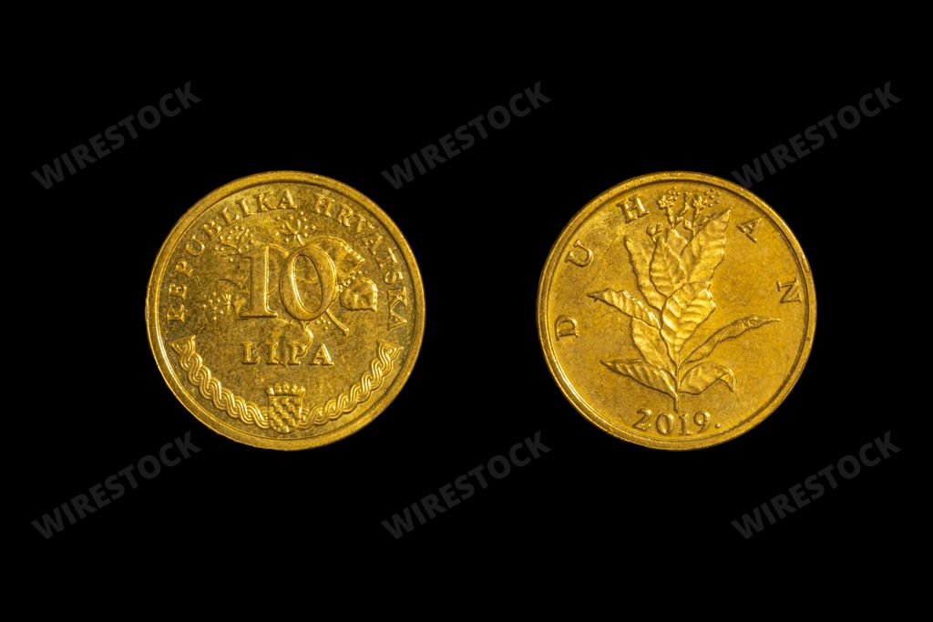Croatian Kuna, lipa denomination, coin obverse and reverse. Official currency of Republic of Croatia before Euro