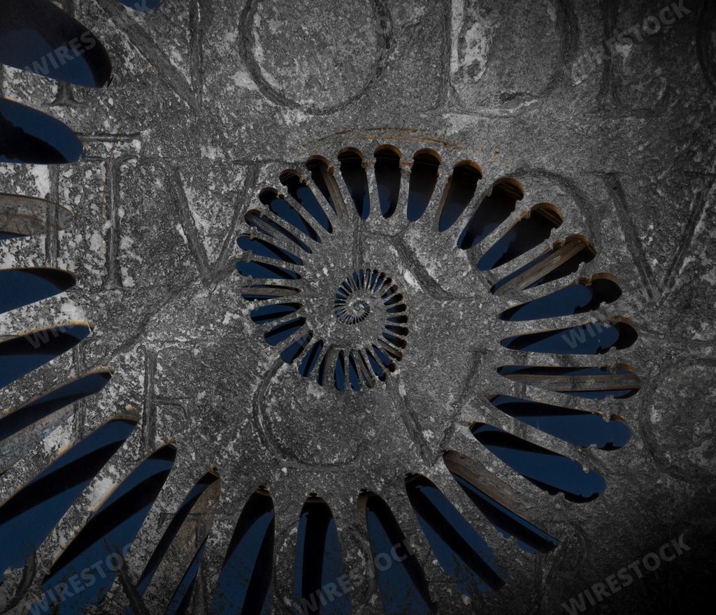 Abstract background with Roman letters carved in stones