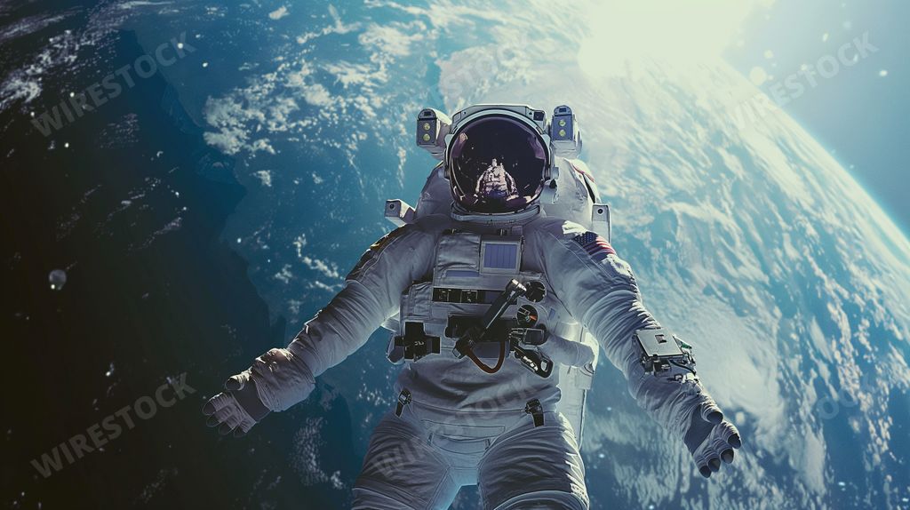 An AI generated illustration of an astronaut floating in the outer space