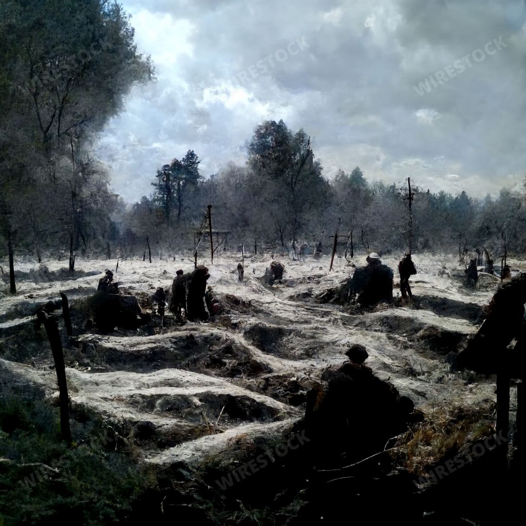 An illustration of WW1 battlefield - good for music album or book cover