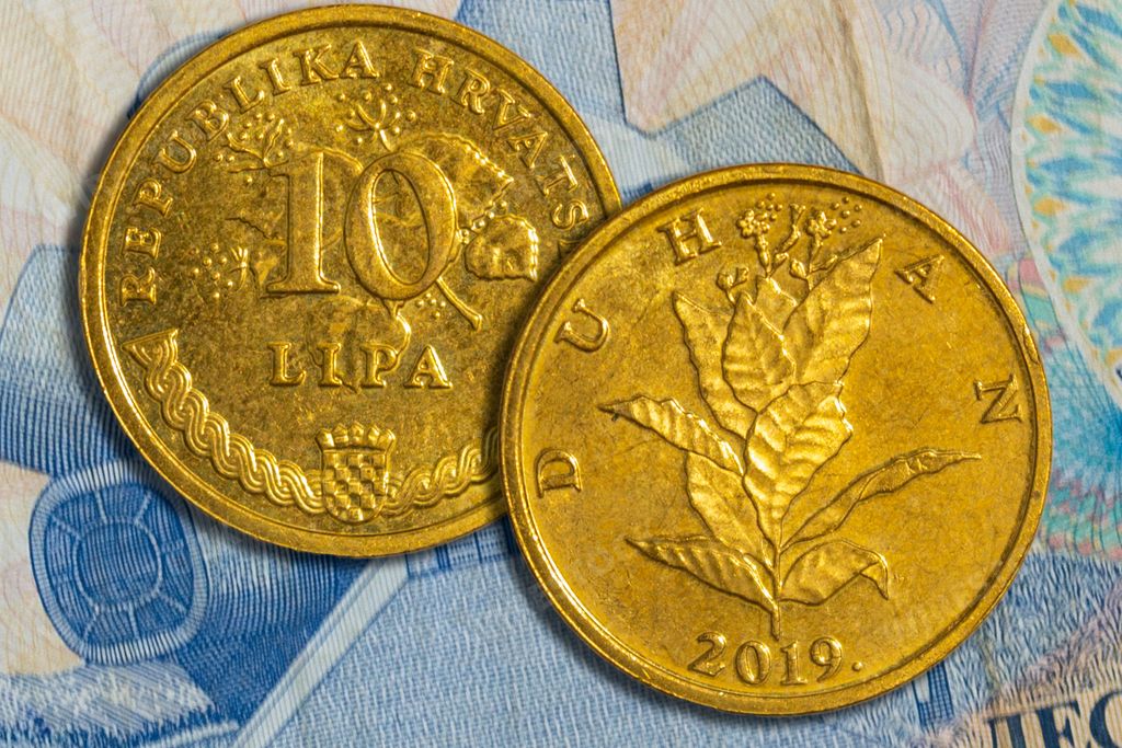 Croatian Kuna, lipa denomination, coin obverse and reverse. Official currency of Republic of Croatia before Euro