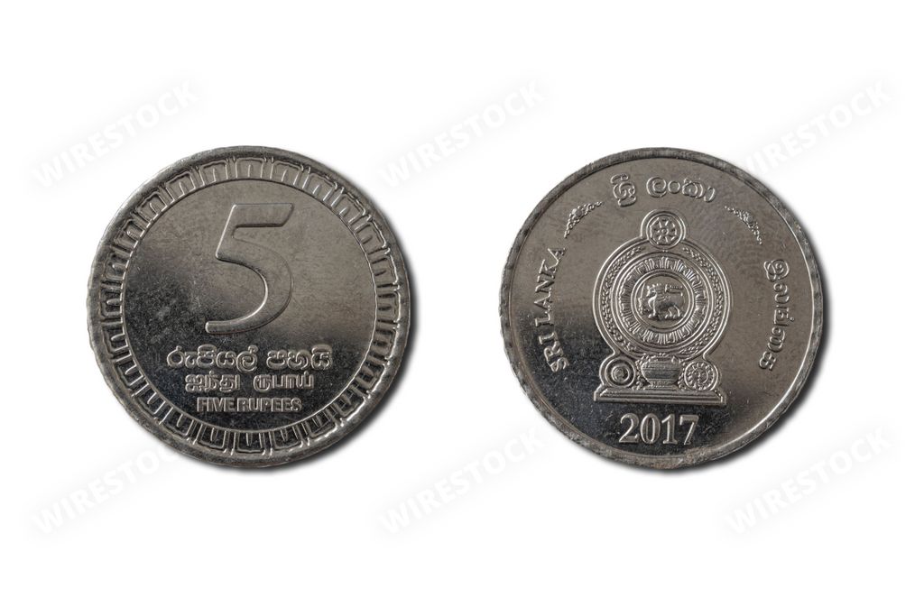 A close-up image of a Sri Lankan five rupee coins