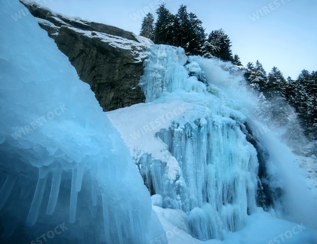 A beautiful frozen Krimml waterfalls, Austria