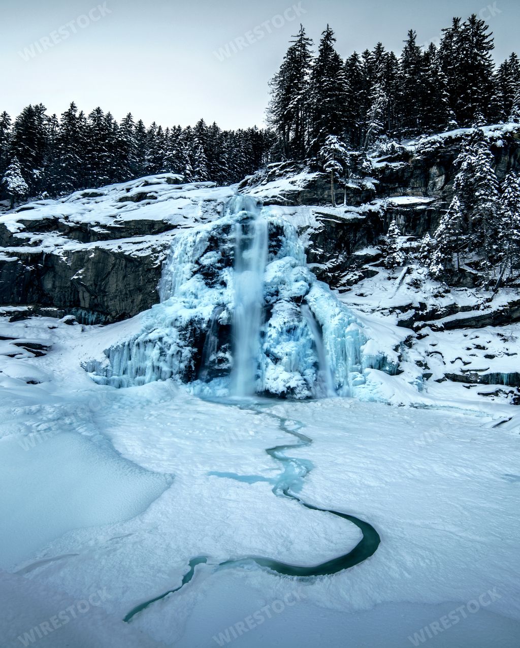 A beautiful frozen Krimml waterfalls, Austria