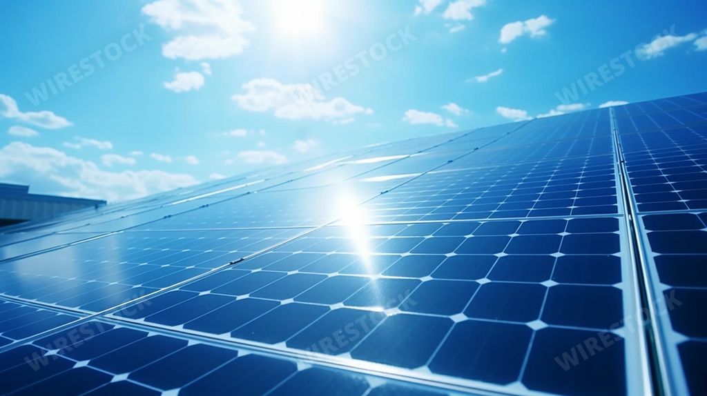An AI generated illustration of solar panels under the sunlight
