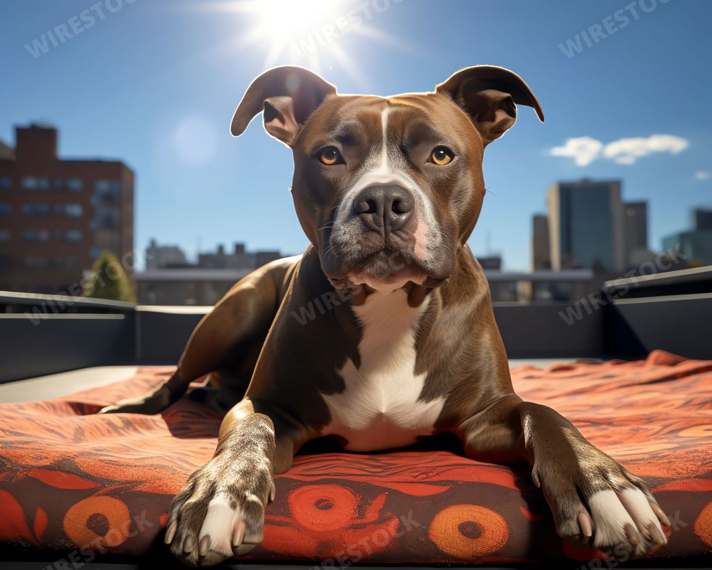 An AI generated illustration of The American Staffordshire Terrier, a breed known for its strength, loyalty, and heart-warming companionship