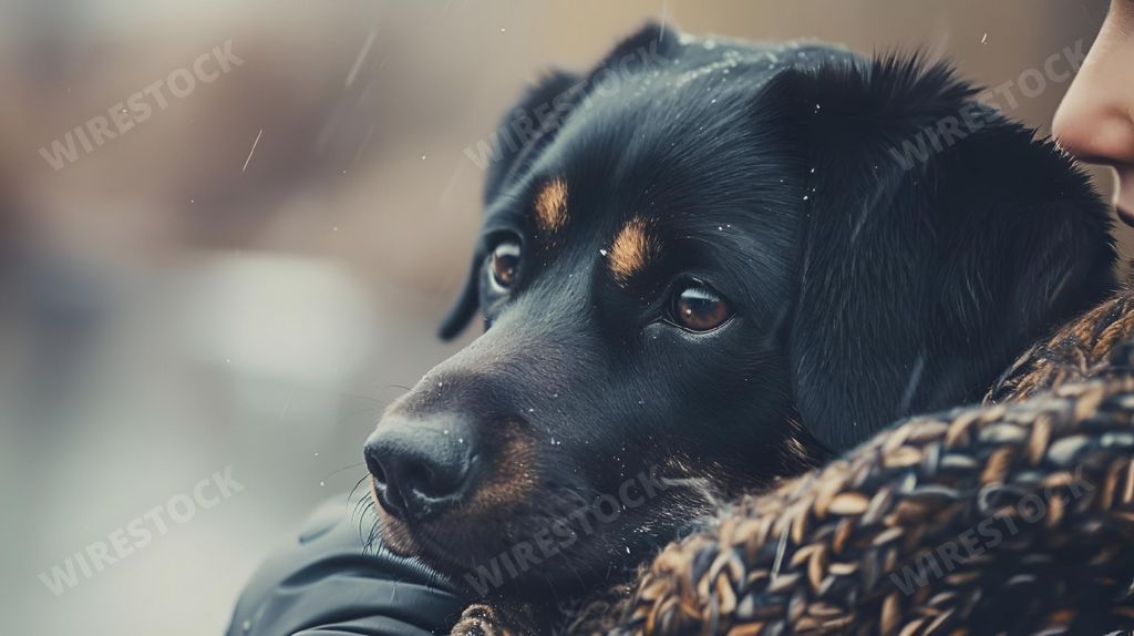 An AI generated illustration of A woman hugging her dog