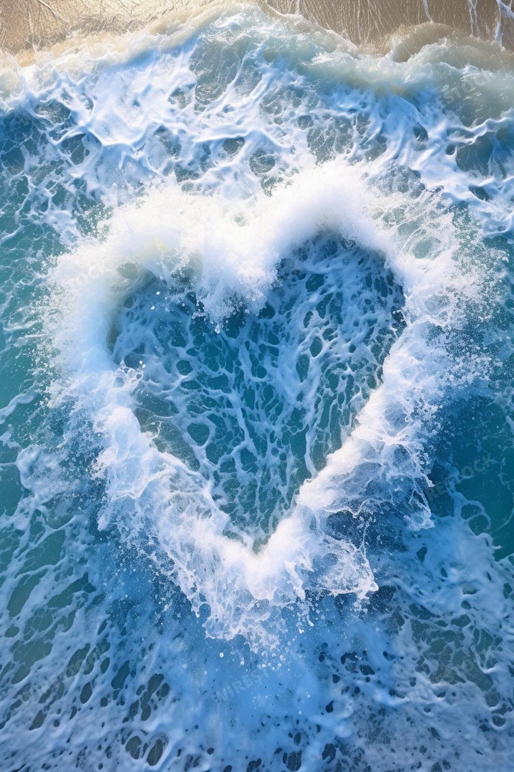 An AI generated illustration of the sea in the shape of a heart