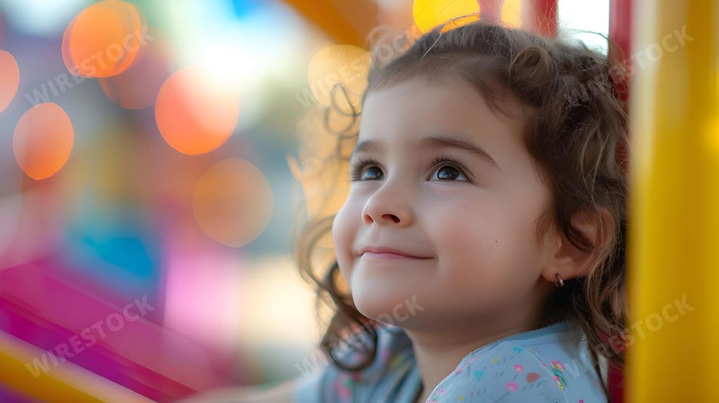 An AI-generated illustration of A young girl sitting in a toy train