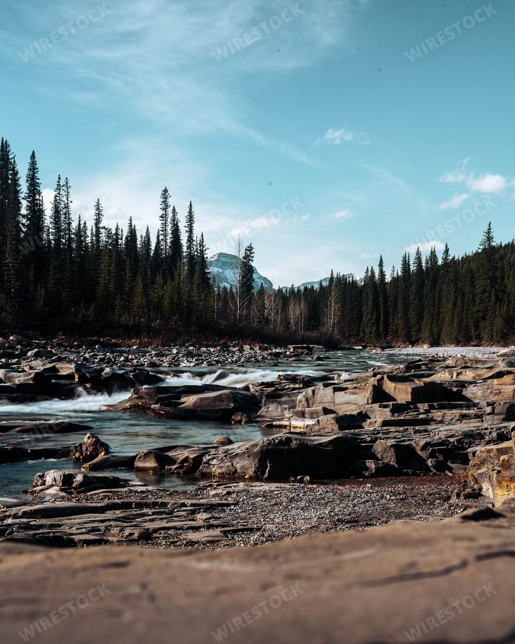 A natural landscape of the Banff National Park lake