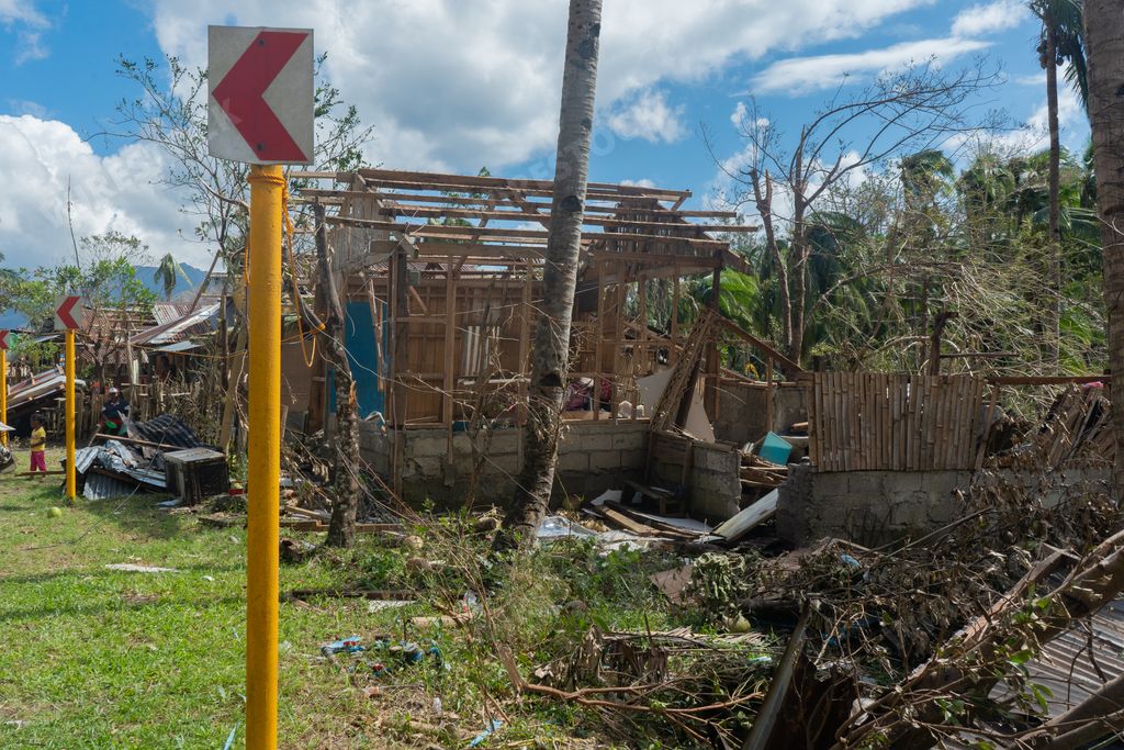 Aftermath of Typhoon Odette (Rai) in a coastal village in Southern Leyte, Philippines