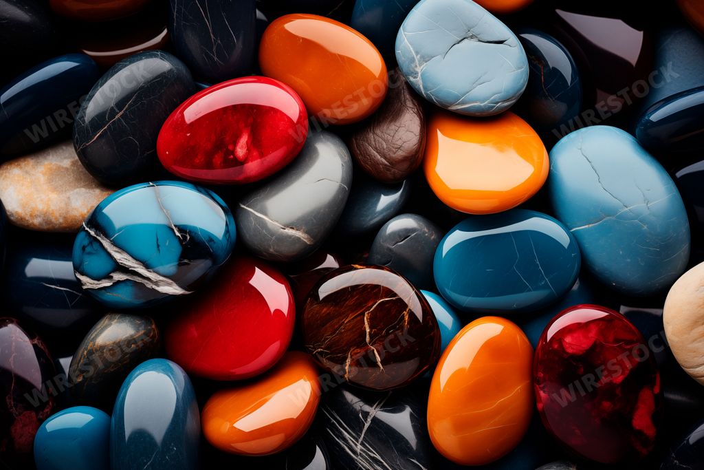 An AI generated illustration of a wallpaper of colorful pebbles