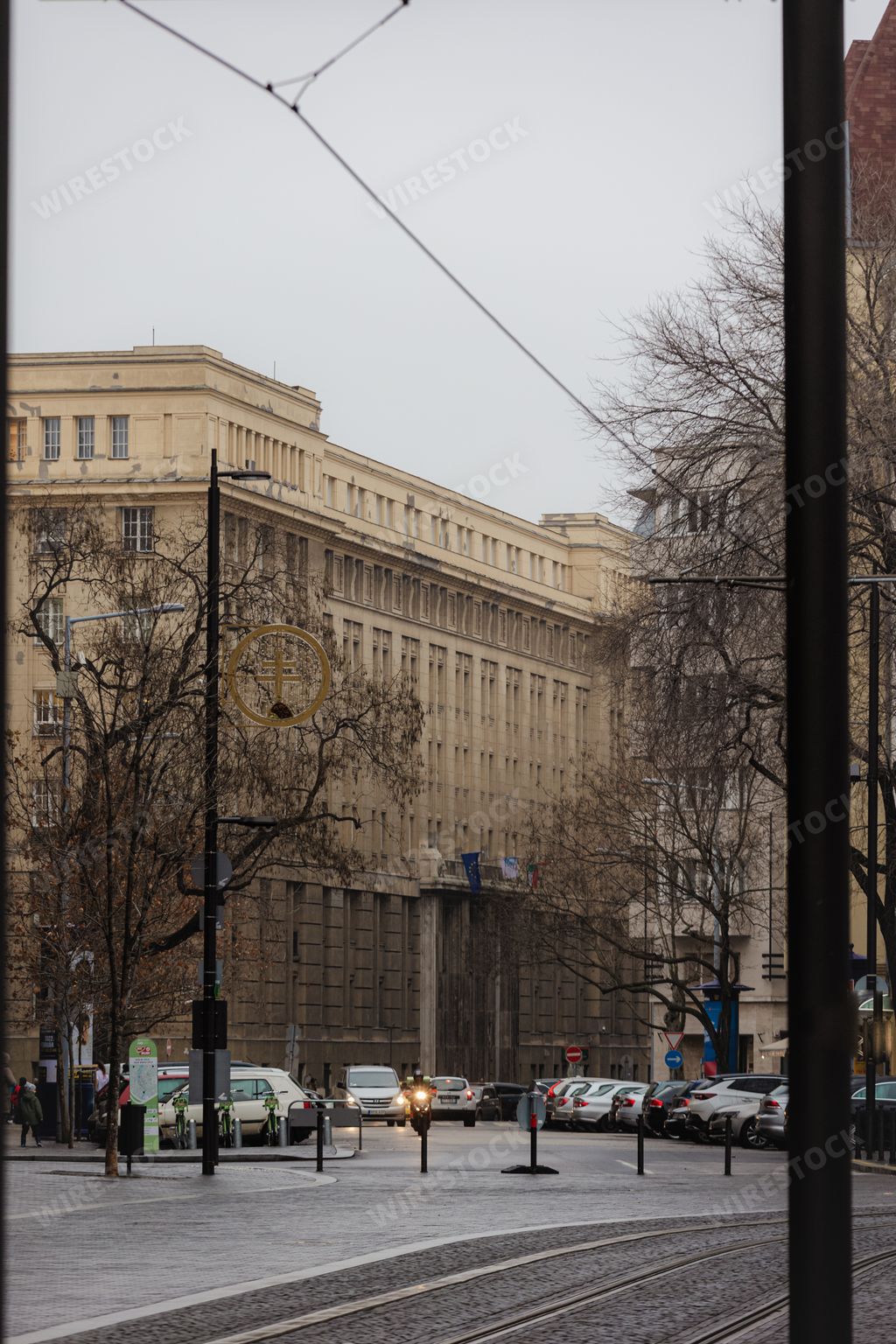 A closeup of streets in Budapest, Hungary