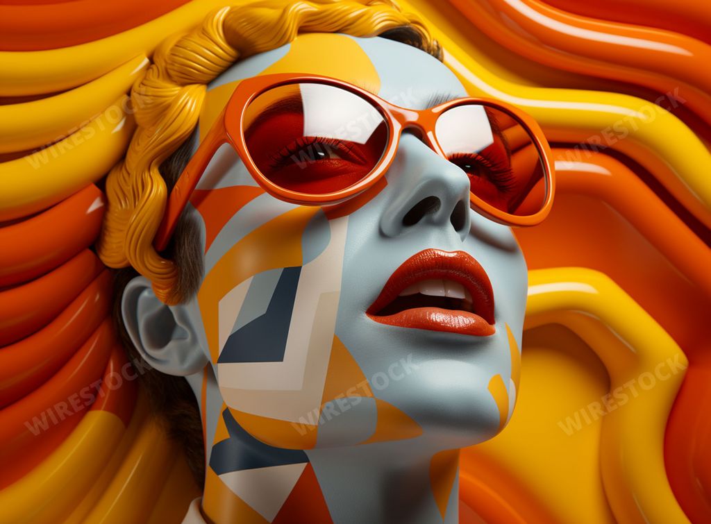 An AI generated illustration of This image captures an epic face rendered in the striking and optical style of Op Art