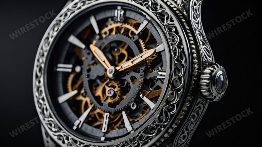 An AI generated illustration of wristwatch gears in closeup